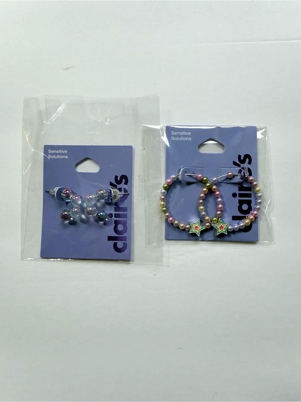 Claire's Silver and Iridescent Pearl Earrings Duo